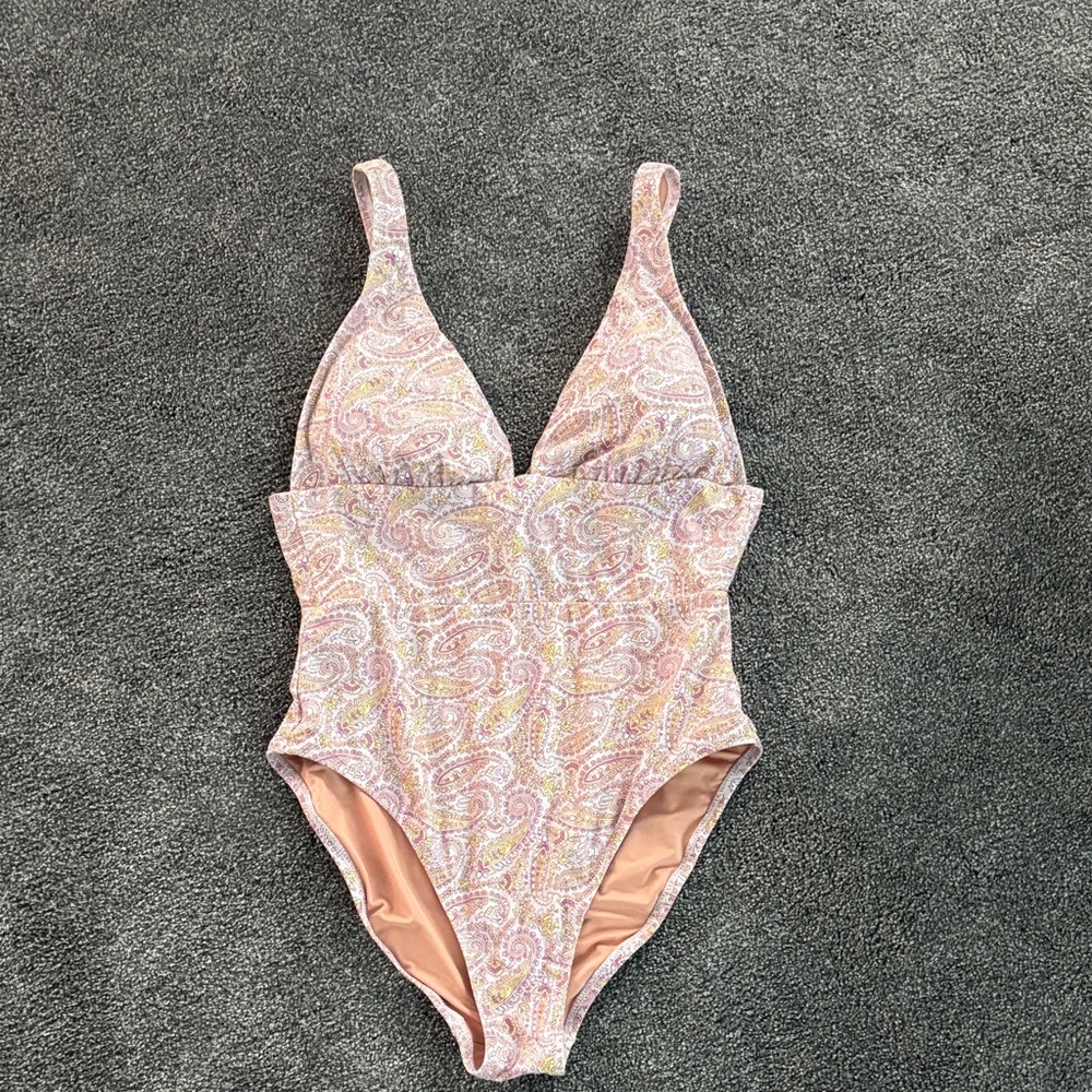 J. Crew Light Pink Paisley One Piece Swimsuit